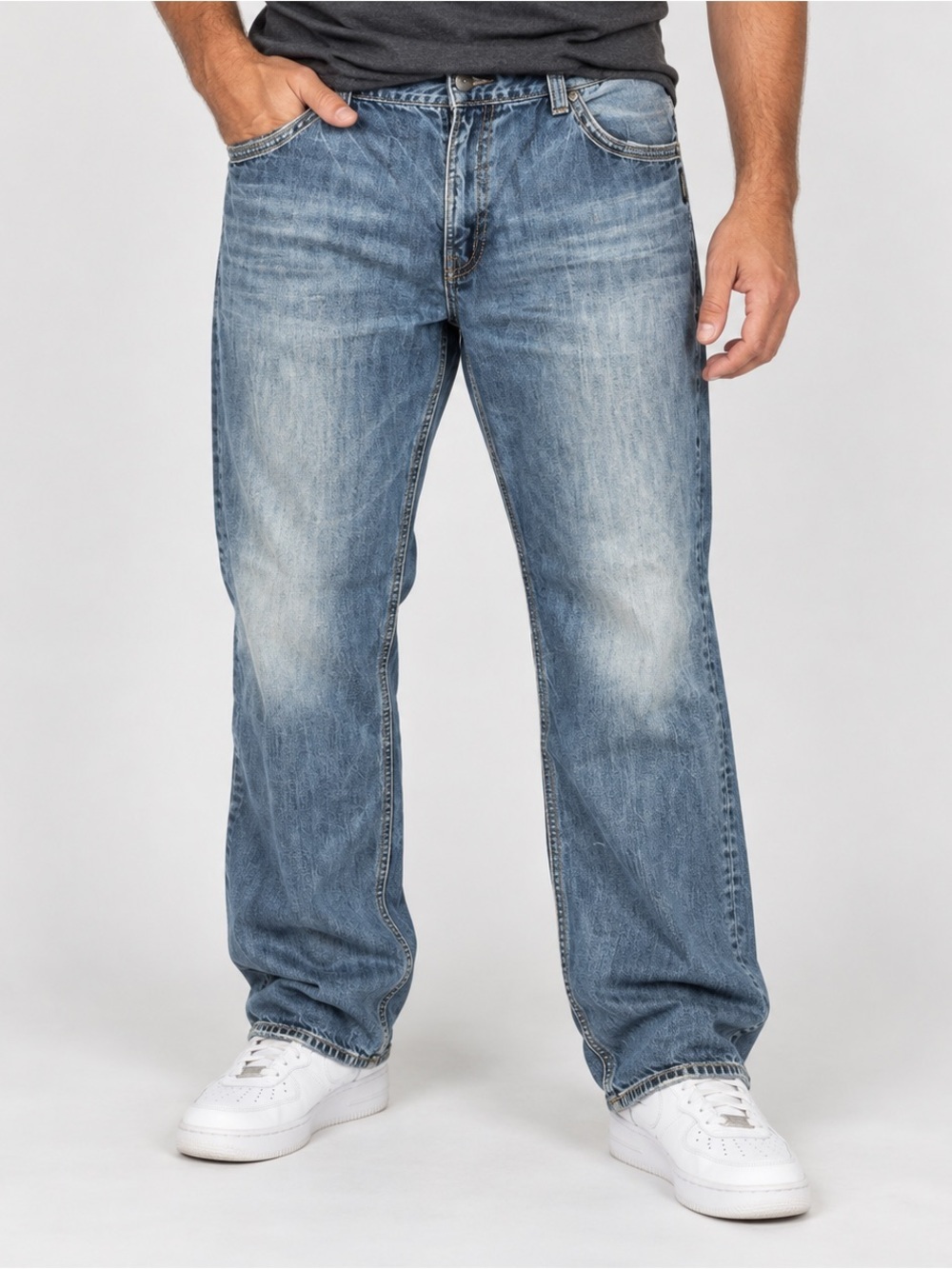 Silver Jeans Mens 42x33 Gordie Flap Pocket Straight Leg Medium Wash
